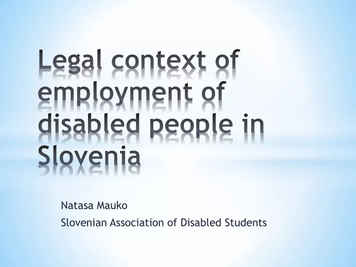 legal context of employment of disabled people in slovenia