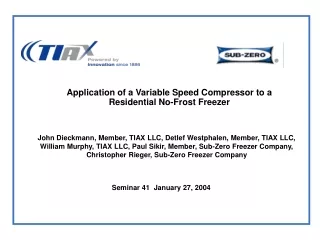 Application of a Variable Speed Compressor to a Residential No-Frost Freezer