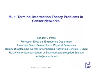 Multi-Terminal Information Theory Problems in Sensor Networks