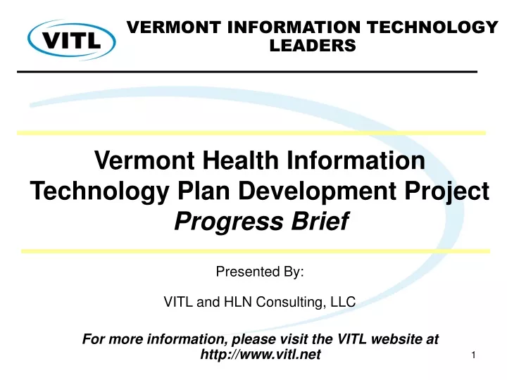 vermont health information technology plan development project progress brief
