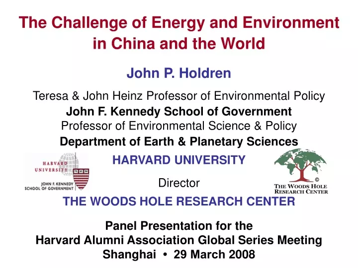 the challenge of energy and environment in china and the world