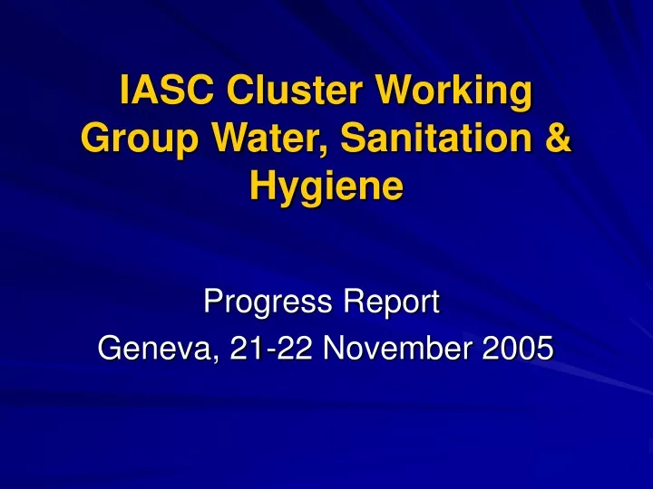 iasc cluster working group water sanitation hygiene