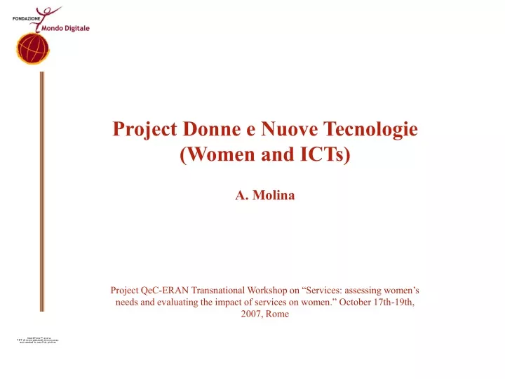 project donne e nuove tecnologie women and icts