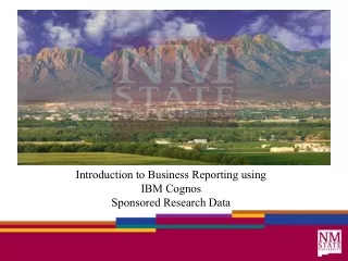 Introduction to Business Reporting using  IBM Cognos Sponsored Research Data