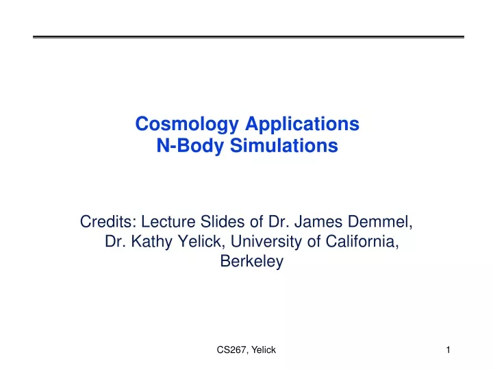 cosmology applications n body simulations