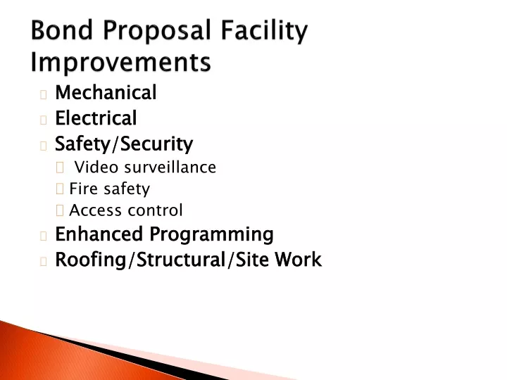 bond proposal facility improvements