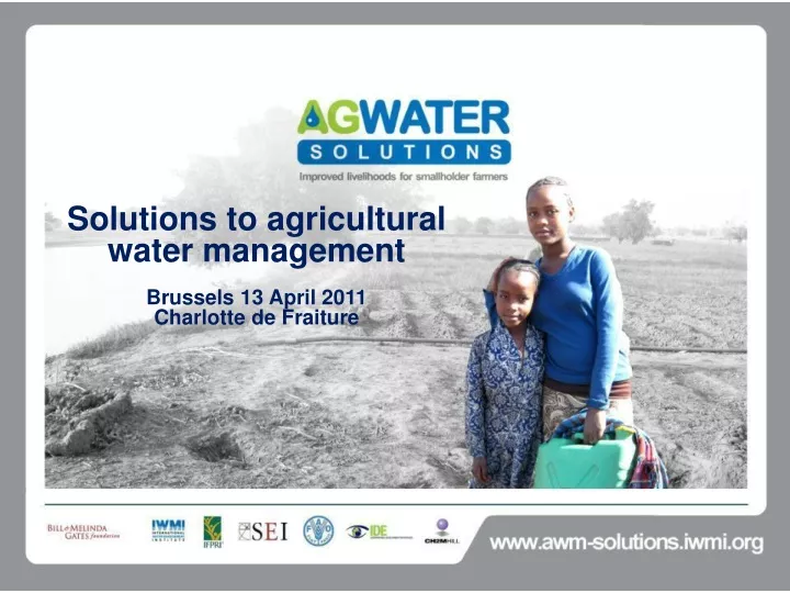 solutions to agricultural water management