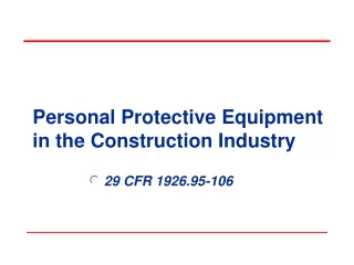 Personal Protective Equipment in the Construction Industry