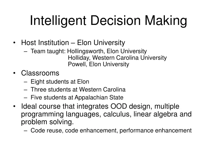 intelligent decision making