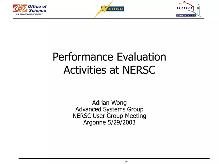 performance evaluation activities at nersc