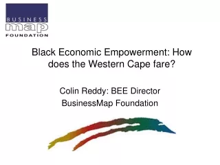 Black Economic Empowerment: How does the Western Cape fare?