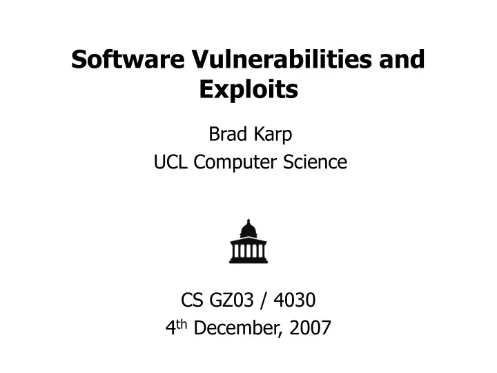 software vulnerabilities and exploits