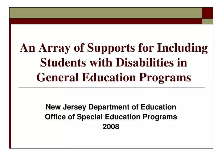 an array of supports for including students with disabilities in general education programs