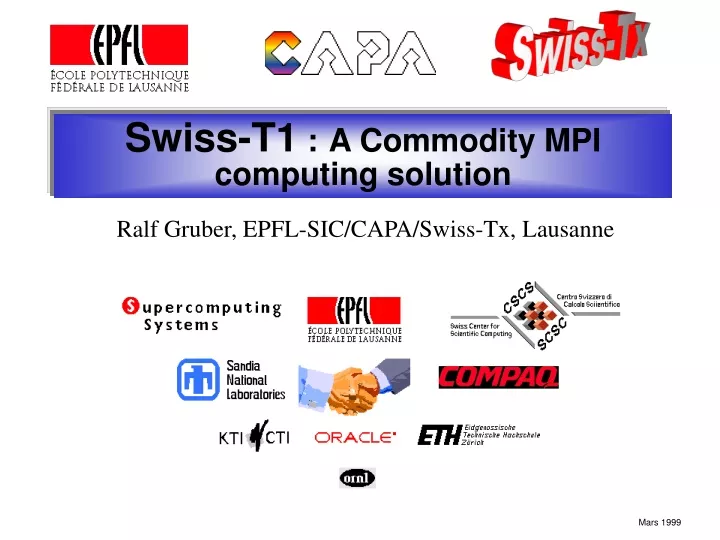 swiss t1 a commodity mpi computing solution