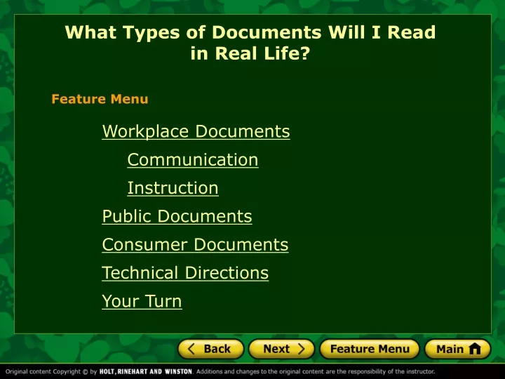 what types of documents will i read in real life