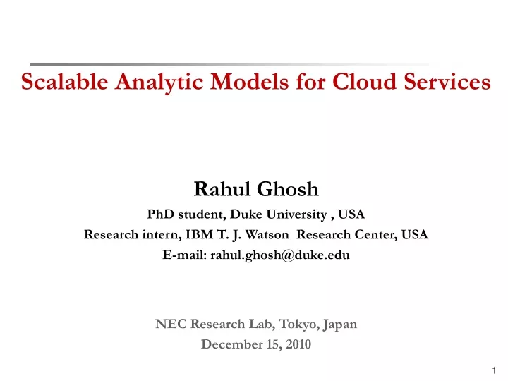 scalable analytic models for cloud services rahul