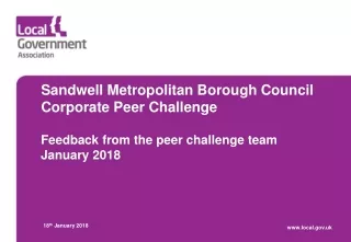 Sandwell Metropolitan Borough Council Corporate Peer Challenge