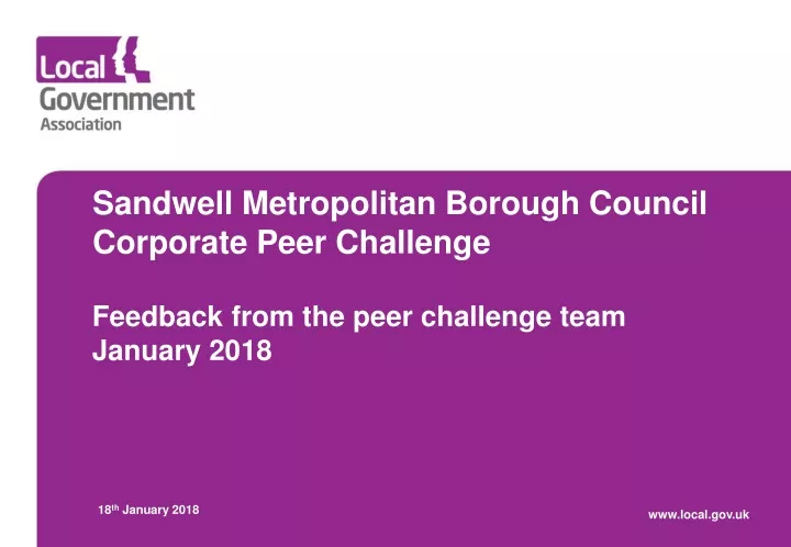 sandwell metropolitan borough council corporate peer challenge