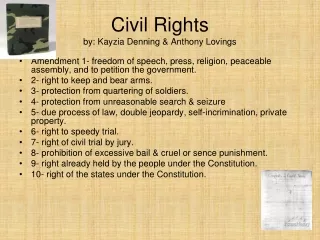 Civil Rights  by: Kayzia Denning &amp; Anthony Lovings