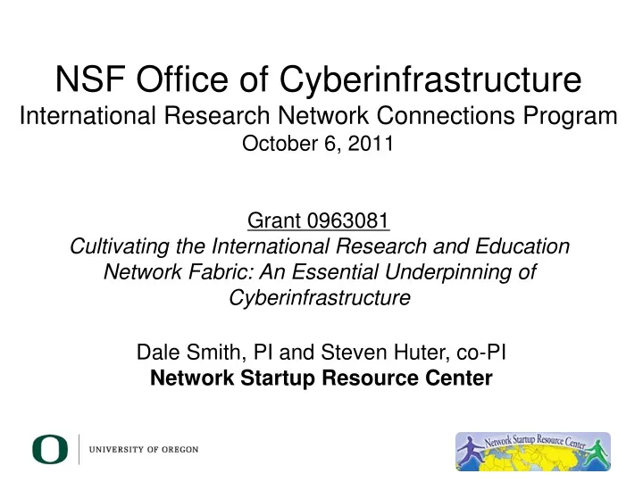 nsf office of cyberinfrastructure international