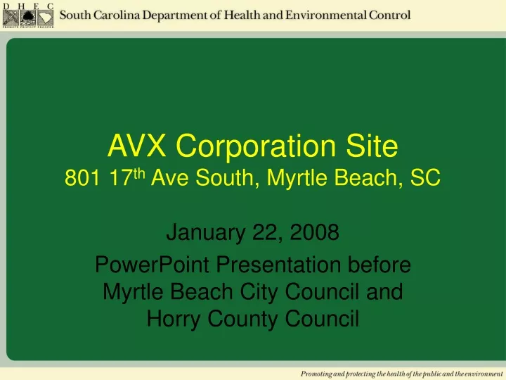 avx corporation site 801 17 th ave south myrtle beach sc
