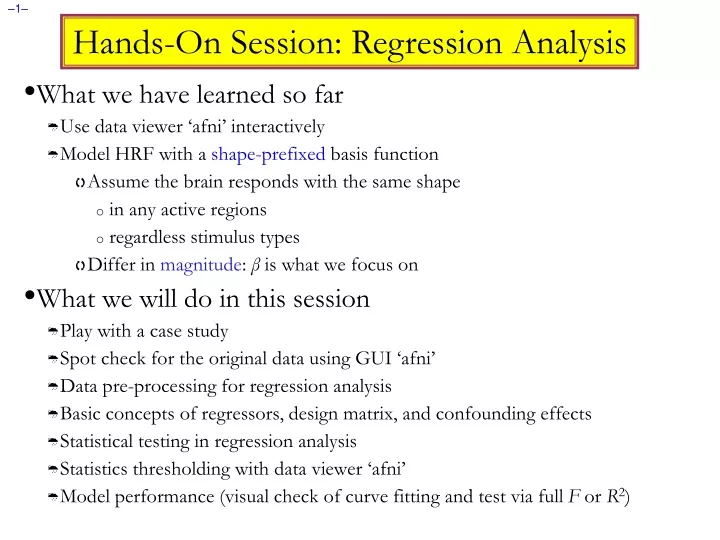 hands on session regression analysis