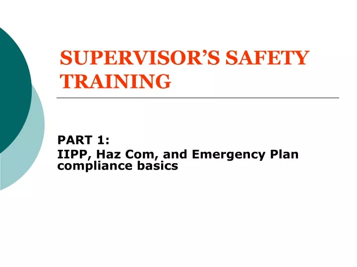 supervisor s safety training