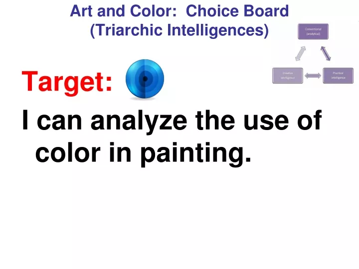 art and color choice board triarchic intelligences