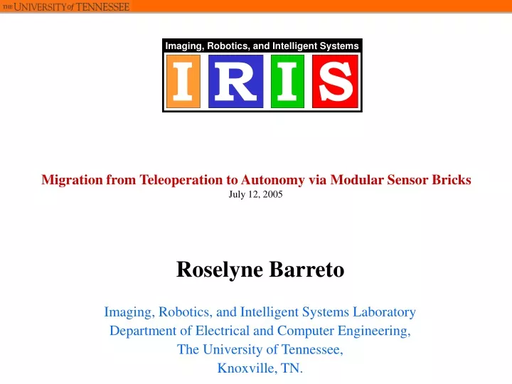migration from teleoperation to autonomy via modular sensor bricks july 12 2005