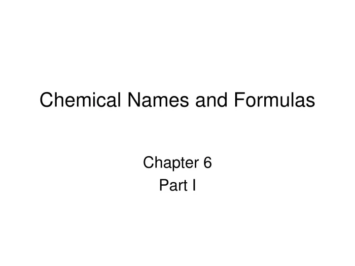 chemical names and formulas