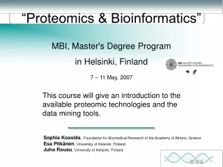 “Proteomics &amp; Bioinformatics”