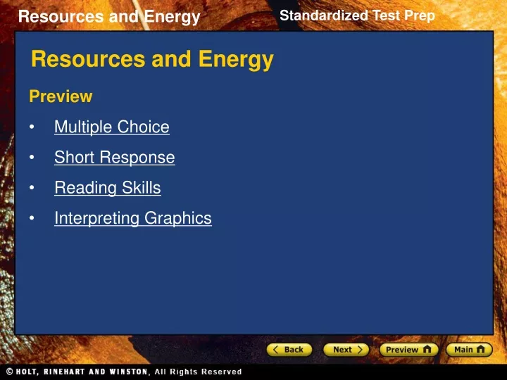 resources and energy