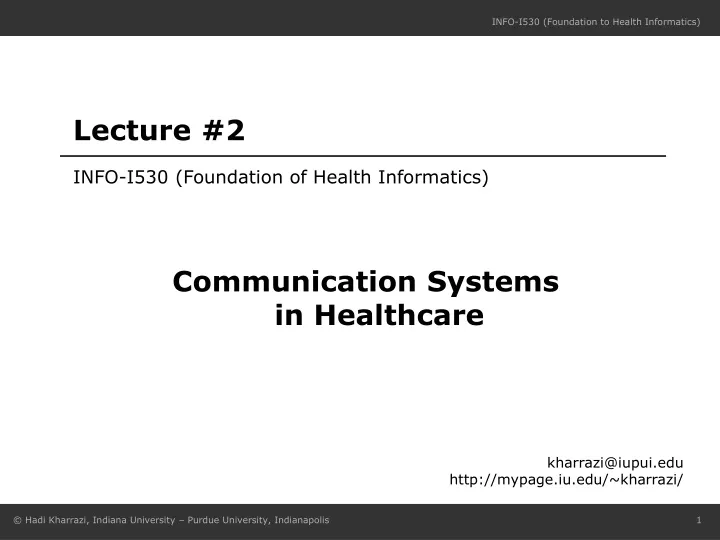 info i530 foundation of health informatics