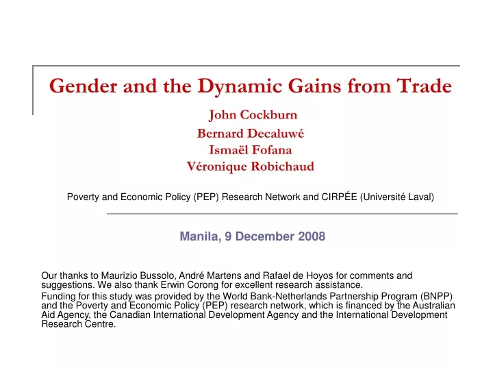 gender and the dynamic gains from trade john
