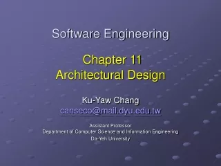 Software Engineering Chapter 11 Architectural Design
