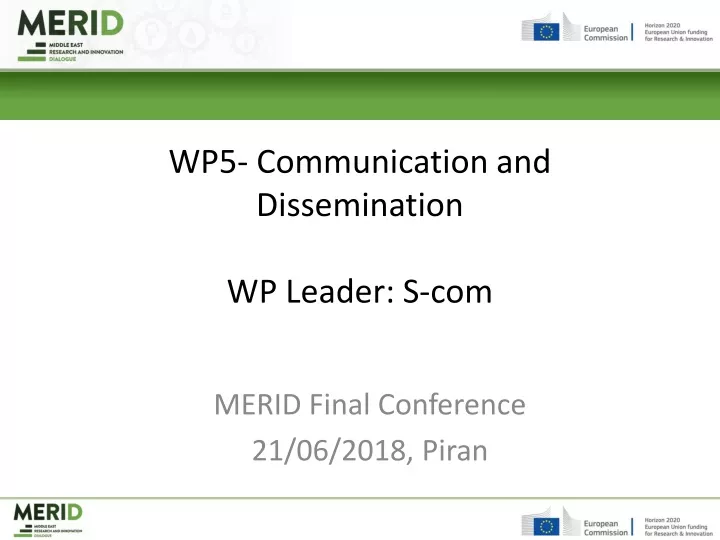 wp5 communication and dissemination wp leader s com