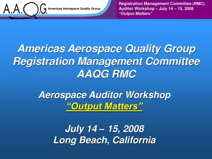 americas aerospace quality group registration management committee aaqg rmc