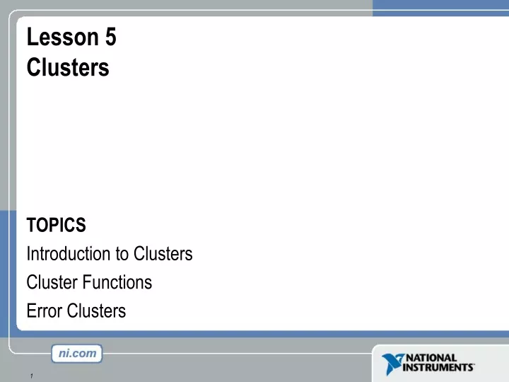 lesson 5 clusters