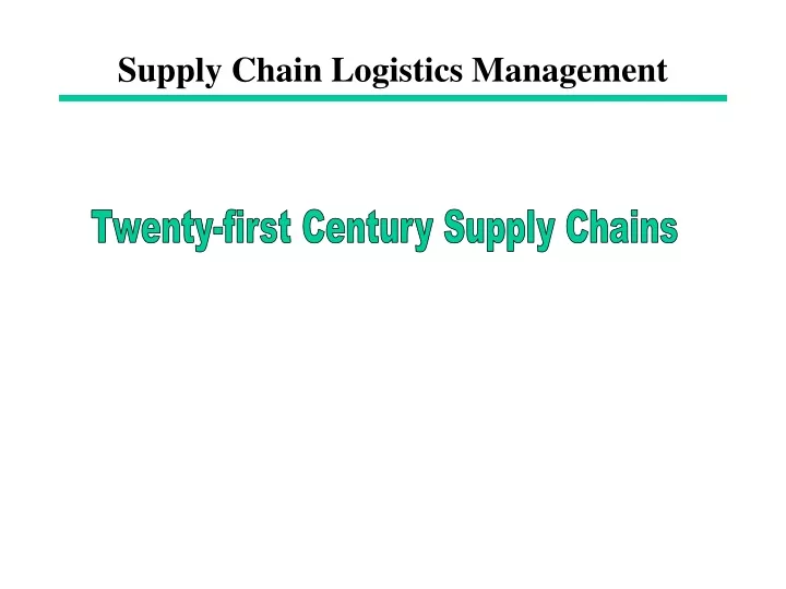 supply chain logistics management