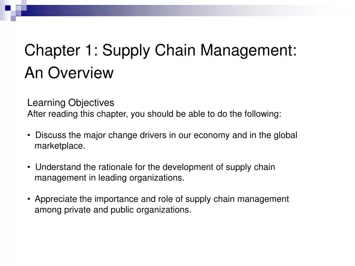 chapter 1 supply chain management an overview