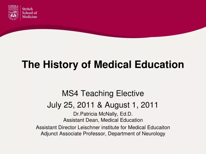 the history of medical education