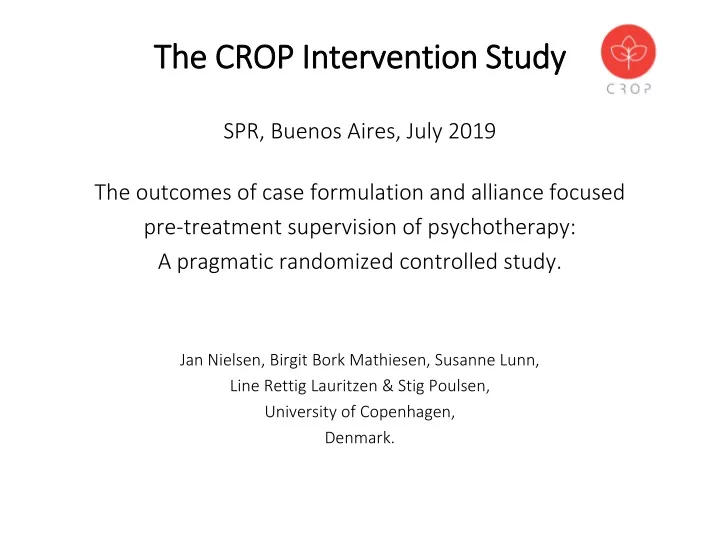 the crop intervention study spr buenos aires july 2019