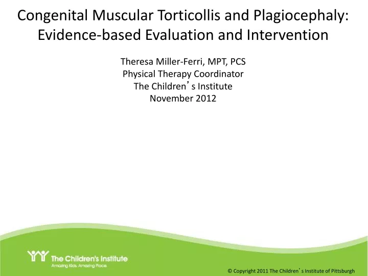 congenital muscular torticollis and plagiocephaly
