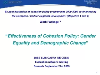 JOSE LUIS CALVO  DE CELIS  Evaluation network meeting  Brussels September 21st 2009