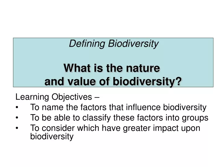 defining biodiversity what is the nature
