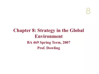 Chapter 8: Strategy in the Global Environment BA 469 Spring Term, 2007 Prof. Dowling