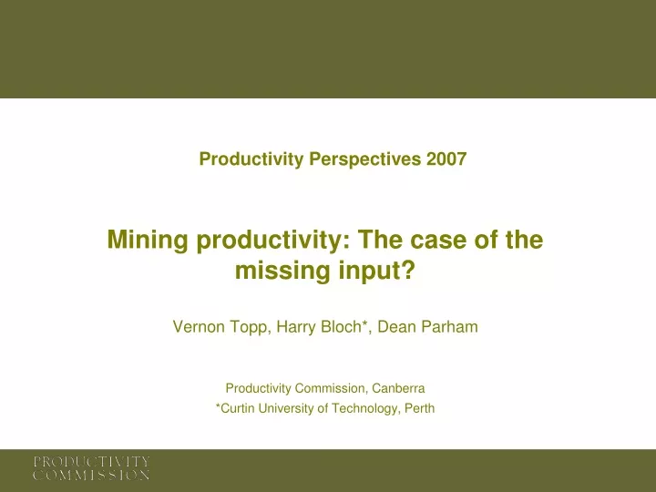 productivity perspectives 2007