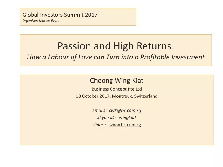 passion and high returns how a labour of love can turn into a profitable investment