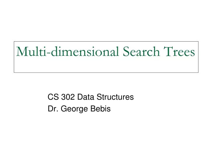 multi dimensional search trees