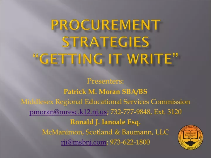 procurement strategies getting it write